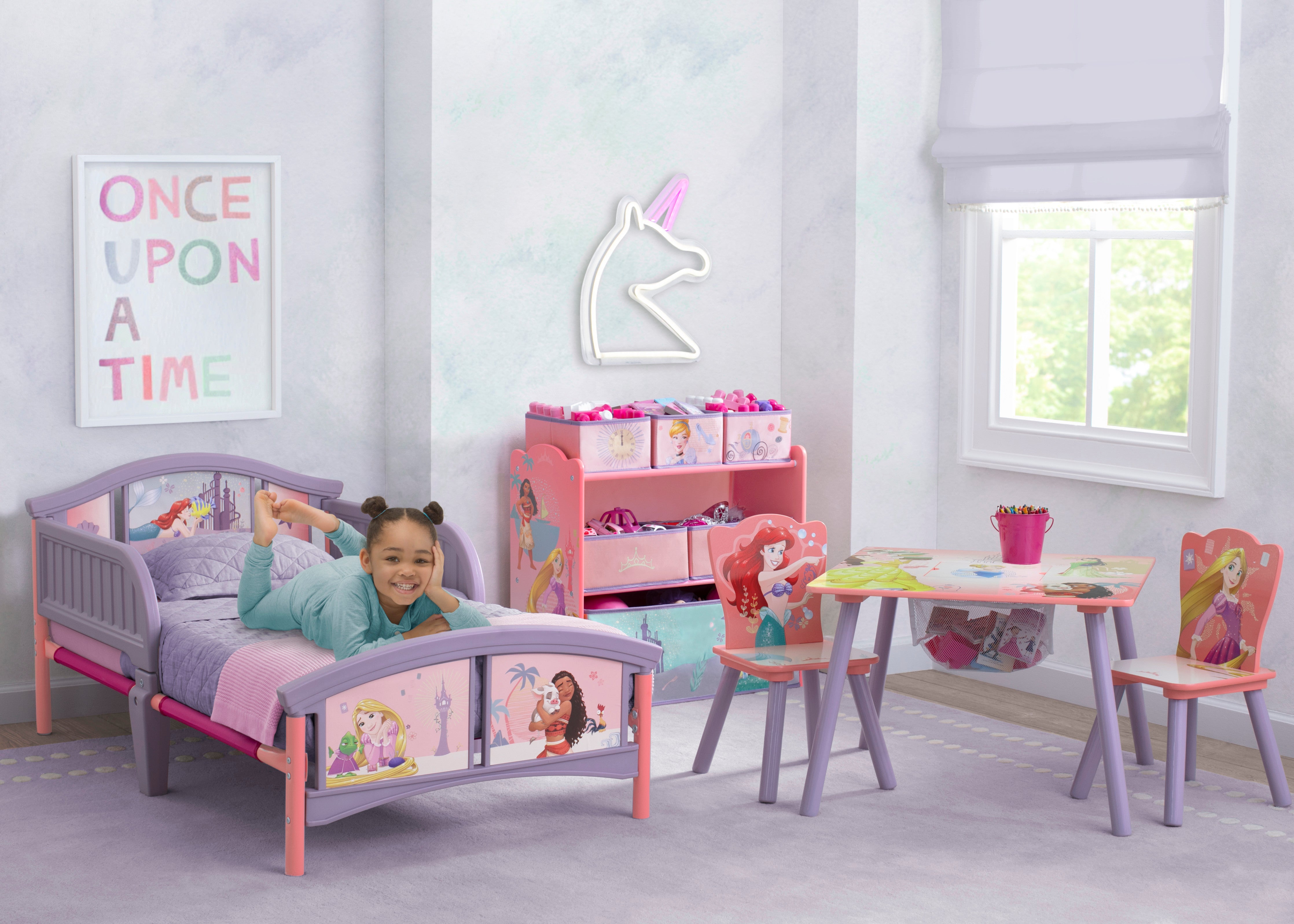 Princess Plastic Toddler Bed for Girls - Lightweight Kids Bed with Safety Rails - Perfect for Nursery, Daycare & Sleepovers