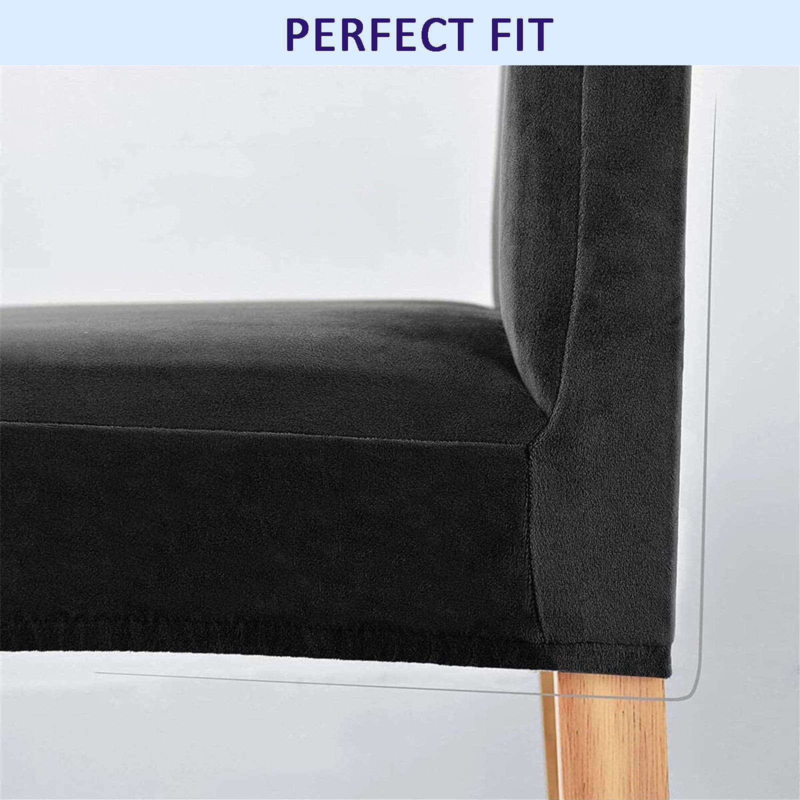 Luxury Velvet Dining Chair Covers - Stretchable Slipcovers for Chairs, 4-Pack Washable Seat Protectors - Perfect for Dining Room, Living Room & Bedroom Decor - Elegant Black Set