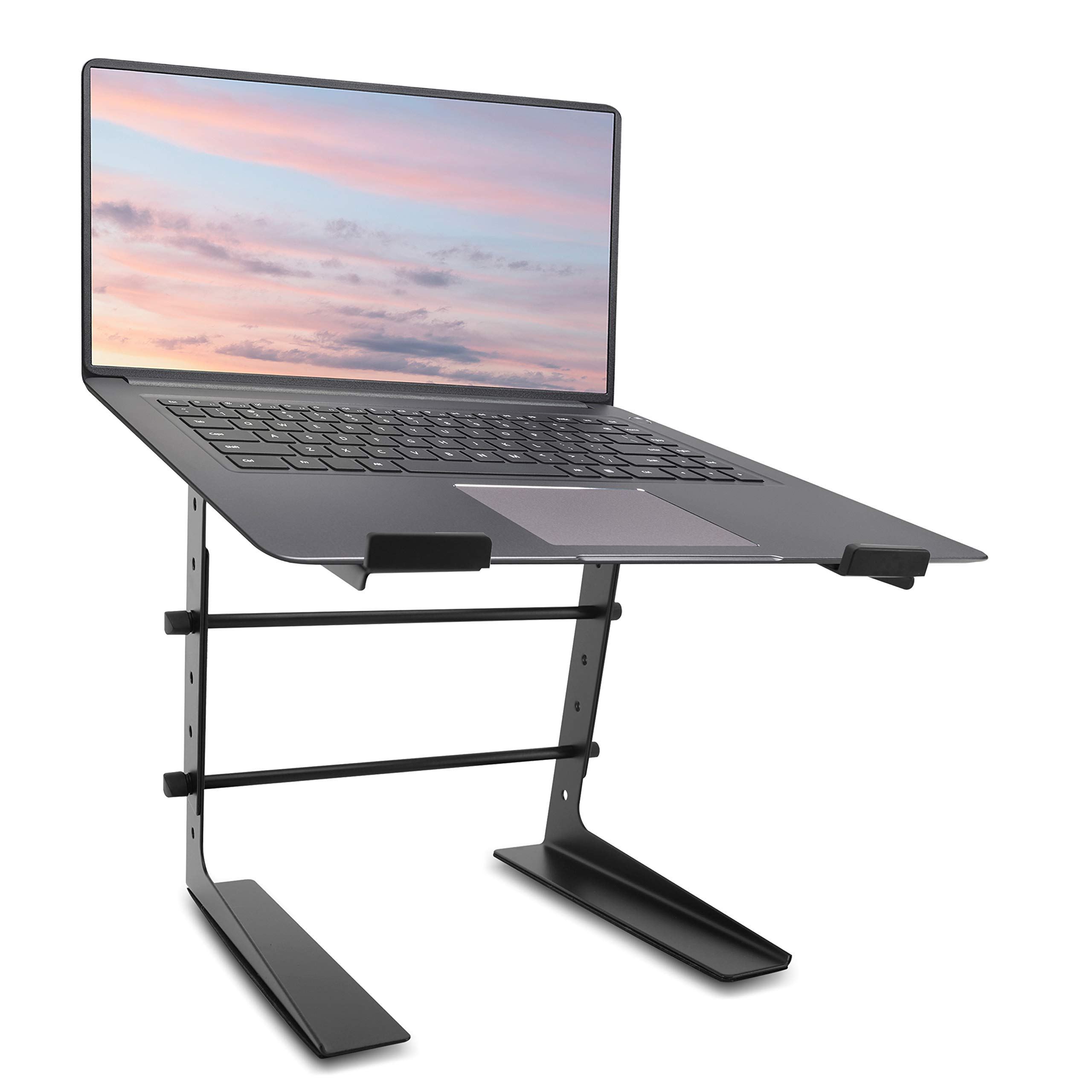 Pyle Adjustable Laptop Stand for 6.3-10.9 Inch Devices - Anti-Slip Portable Monitor Riser with Height Alignment for DJ, PC, Gaming, Home & Office Workstation (PLPTS25) - Perfect for Ergonomic Computing, Streaming & Workspace Organization