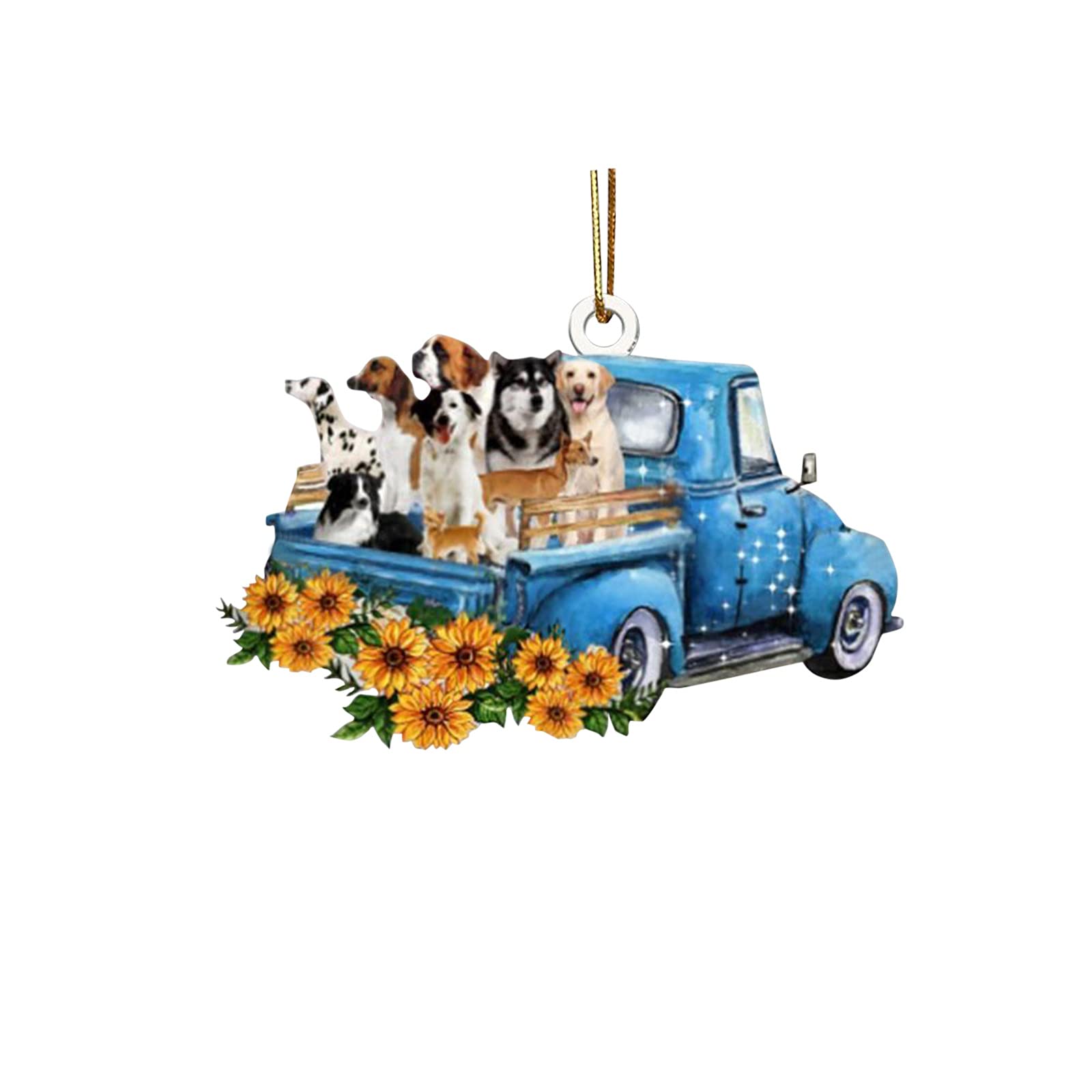 Novania Sunflower Dog Car Hanging Ornament - Cute Rearview Mirror Pendant & Dashboard Decor for Vehicles, Home, Office - Durable Auto Interior Accessories for Pet Lovers (Perfect for Road Trips & Gifts)