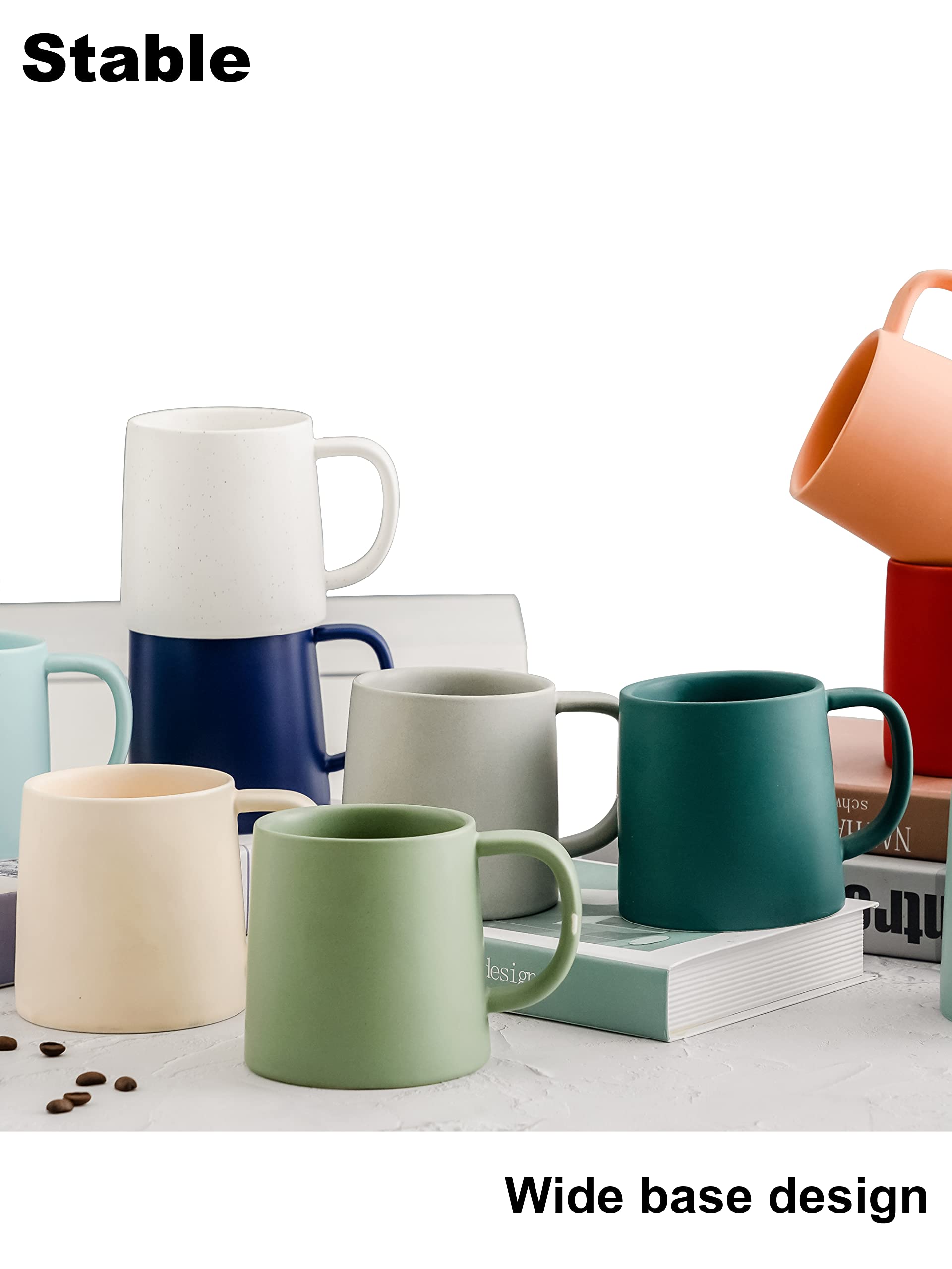 16 Oz Matte Light Grey Ceramic Coffee Mug - Single Solid Color Coffee Cup for Home, Office & Gifts - Perfect for Hot Beverages, Tea & Daily Use