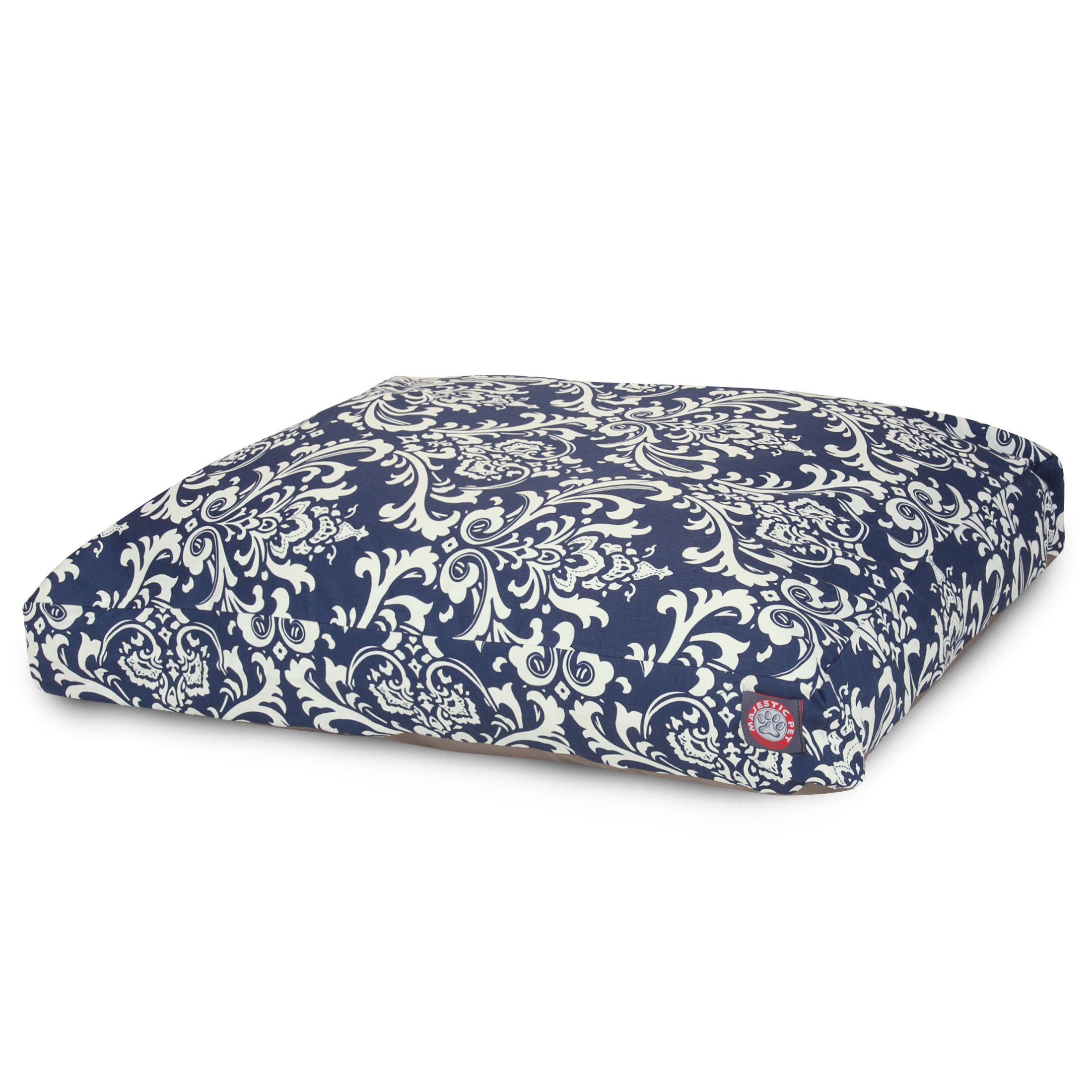 Premium Navy Blue French Quarter Extra Large Rectangle Pet Dog Bed - Indoor & Outdoor Use, Removable Washable Cover by Majestic Pet Products - Perfect for Living Rooms, Patios & Kennels