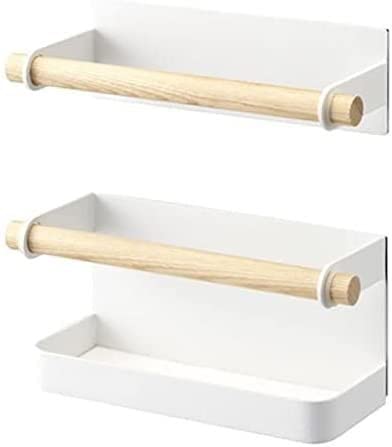 2-Pack Nordic Style Iron & Wood Wall Mounted Umbrella Stand with Magnet - Space Saving Entryway Organizer for Wet Umbrellas, Coats & Bags | Perfect for Home, Office & Restaurant Use