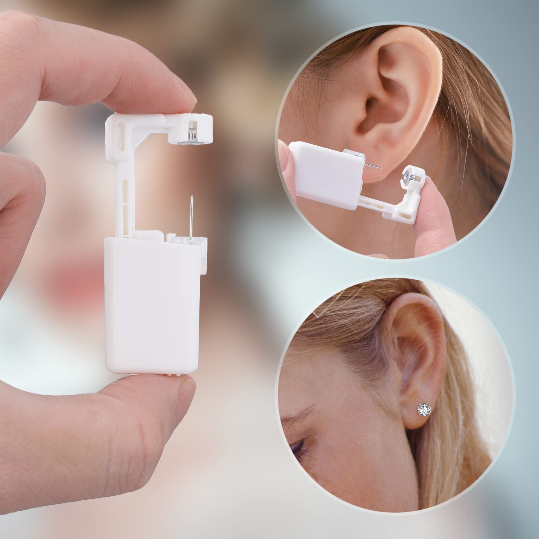 Anzero 2-Piece Disposable Ear Piercing Gun Kit with Preloaded 3MM Ear Studs - Safe At-Home Self Ear Piercing Solution for Adults & Teens | Perfect for First Piercings, Gifts, and DIY Beauty Care