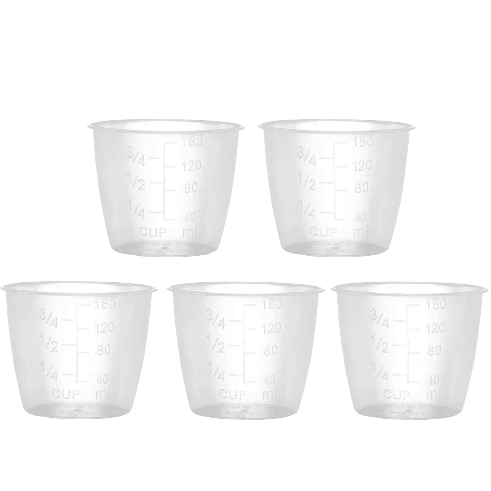 5pcs Clear Plastic Rice Measuring Cups - 160ml Kitchen Measuring Tools for Dry & Liquid Ingredients - Perfect for Rice Cookers, Baking, and Meal Prep