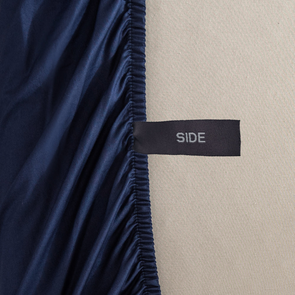 Premium 400 Thread Count Casey Cotton Fitted Sheet & Pillowcase Set - Navy Blue, Double Bed (40cm) - Soft & Breathable Bedding for Comfortable Sleep, Hotel Luxury Style - Perfect for Home, Guest Room & Vacation Rental