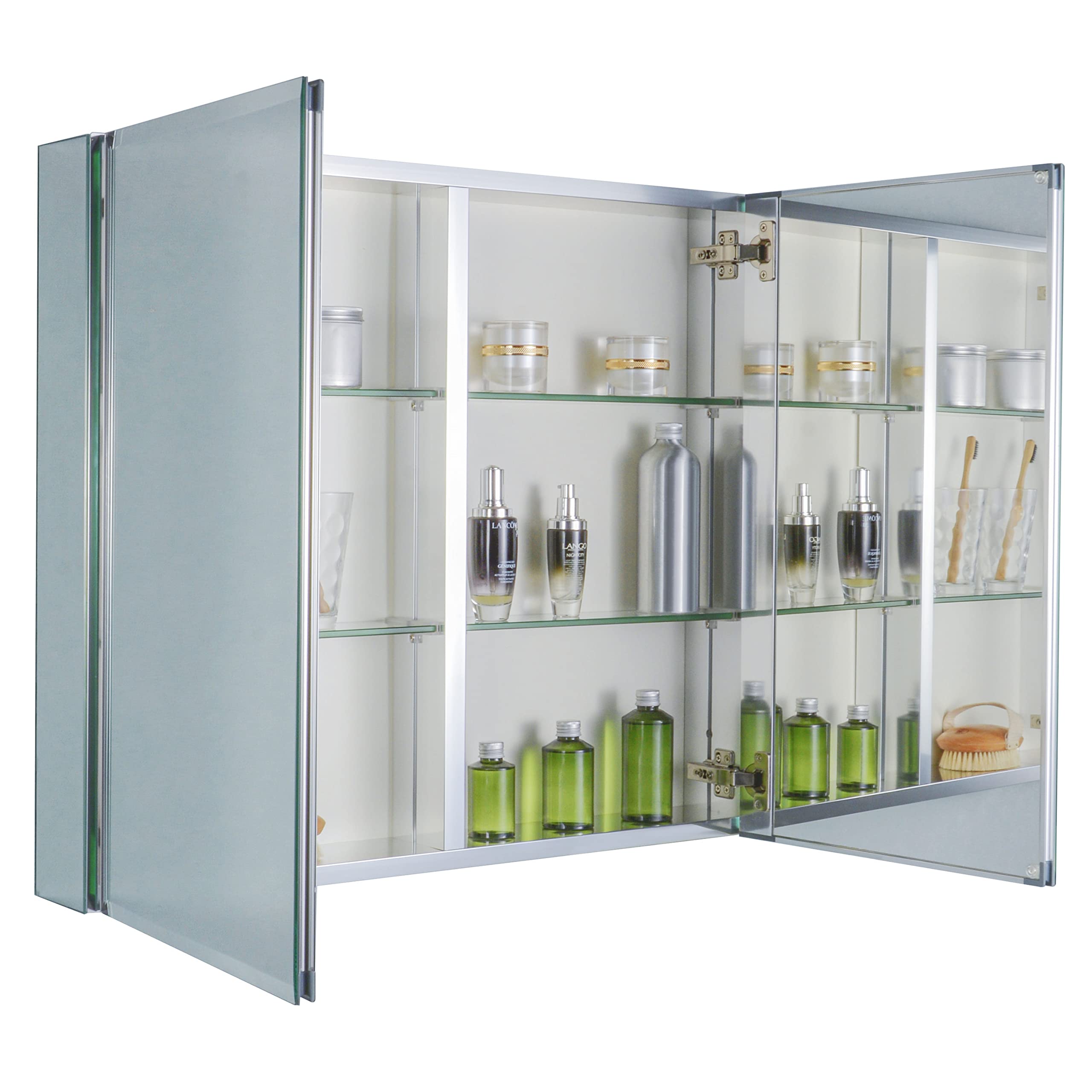 Montary 30 x 26 Inch Aluminum Bathroom Medicine Cabinet with Mirror - Waterproof, Rust-Resistant Double Door Wall Mounted or Recessed Mirror Storage for Bathroom Organization - Perfect for Small Bathrooms, Vanities & Modern Home Decor