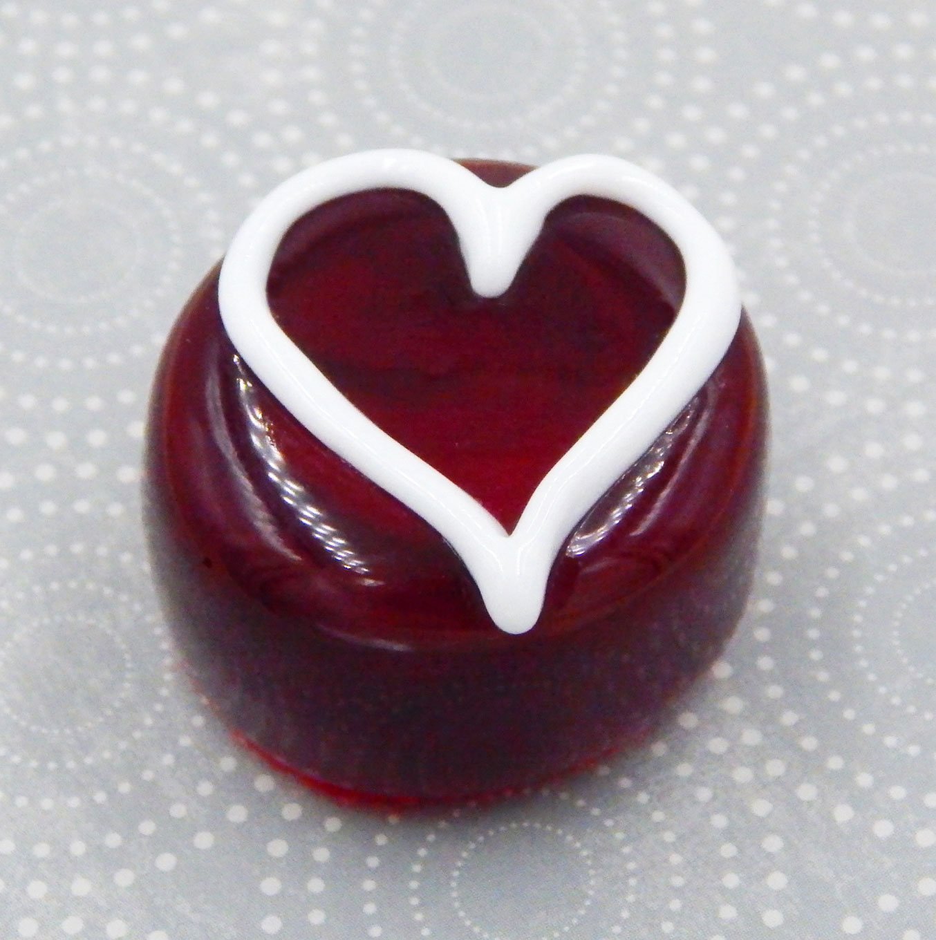 Collectible Glass Chocolate with Sweet Line Heart - Elegant Home Décor Gift (Cherry with White Chocolate Heart) | Perfect for Valentine's Day, Anniversary, Wedding, and Housewarming Presents