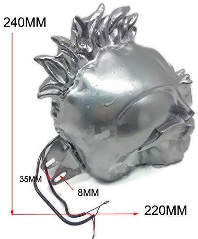 Universal LED Motorcycle Headlight - Super Bright Skull Design Headlamp for Kawasaki, Harley, Suzuki - Perfect for Night Riding & Custom Bike Builds (Silver)