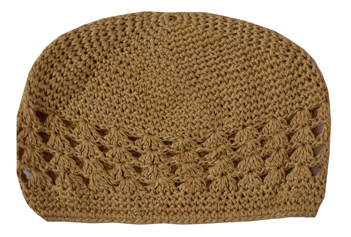 MM Kufi Hat - Soft Crochet Beanie Cap in Beige - Perfect for Prayer, Cultural Events, and Everyday Wear