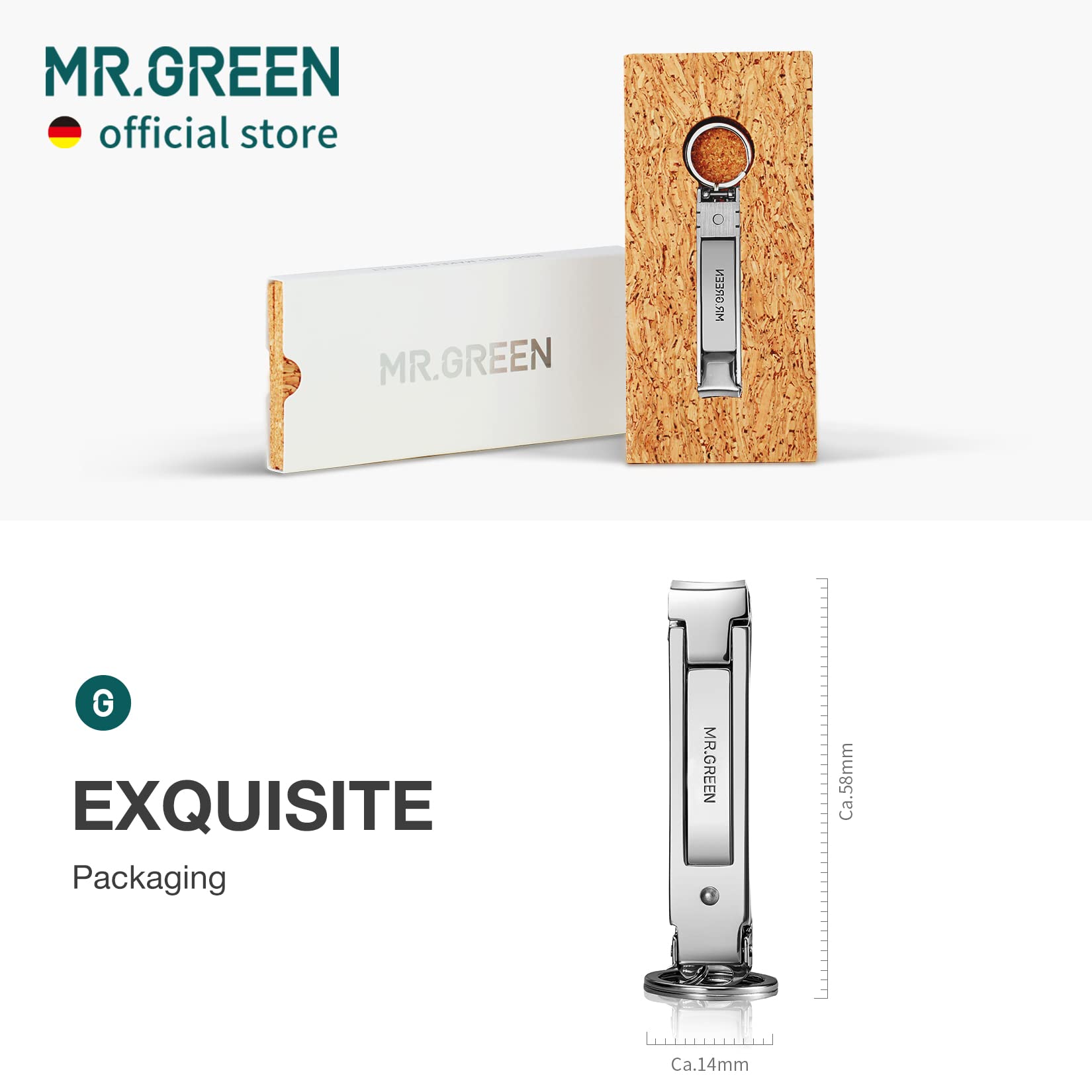 MR.GREEN Collapsible Nail Clippers - Compact Stainless Steel Travel Nail Scissors with Nail File | Portable Manicure Tools for Home, Travel & Gym | Eco-Friendly Packaging