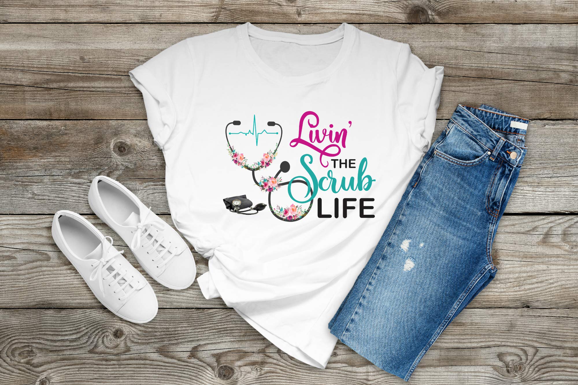 Scrub Life Nurse Ready-to-Press Sublimation Transfer - Instant Use for RN, LPN & CNA - Adult T-Shirt Size - Perfect for Nursing Appreciation Gifts & Medical Professionals Wardrobe