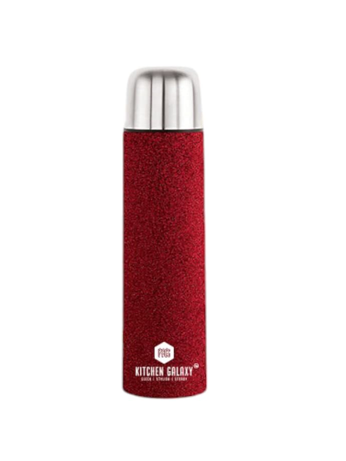 Kitchen Galaxy 1000ml Stainless Steel Water Bottle - Leakproof, Rust-Free, BPA-Free Vacuum Insulated Thermos for Men & Women | Perfect for School, Office, Gym, Hiking & Outdoor Activities | Red