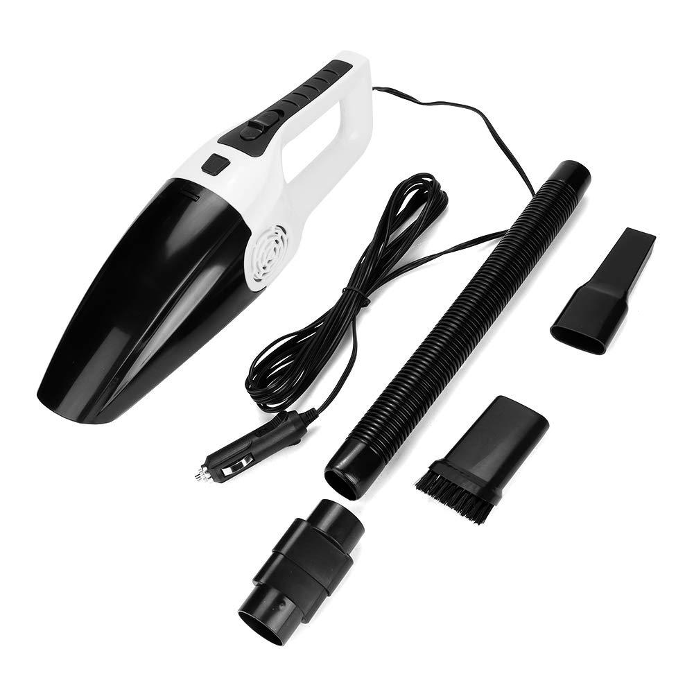 120W 3600mbar Portable Wet&Dry Car Vacuum Cleaner - Powerful Handheld Auto Vacuum for Cars, Trucks & Boats - Ideal for Pet Hair, Crumbs & Spills (Black/White)