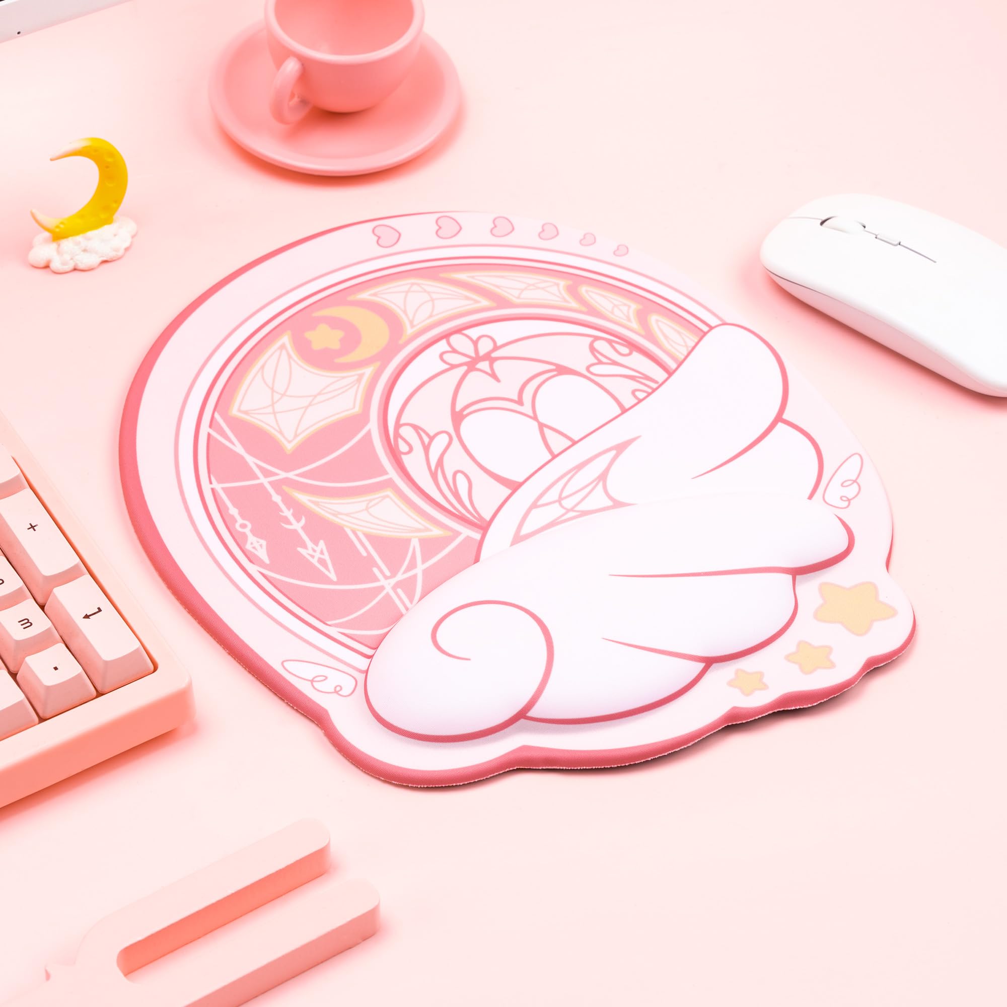 GeekShare Ergonomic Mouse Pad with Wrist Rest - Non-Slip Rubber Base, Small Gaming Mouse Mat for Laptop, Computer, Home & Office (Star Wings Series) - Perfect for Long Work Hours & Gaming Sessions