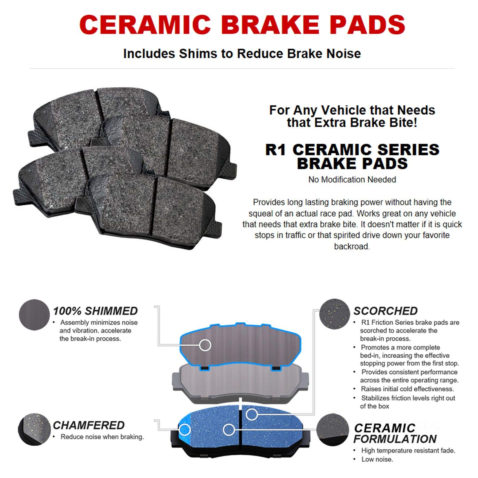 R1 Concepts Premium Ceramic Front Brake Pads and Rotors Kit - Compatible with 2009-2011 Nissan Versa | Smooth Stopping Power for City Driving & Daily Commutes