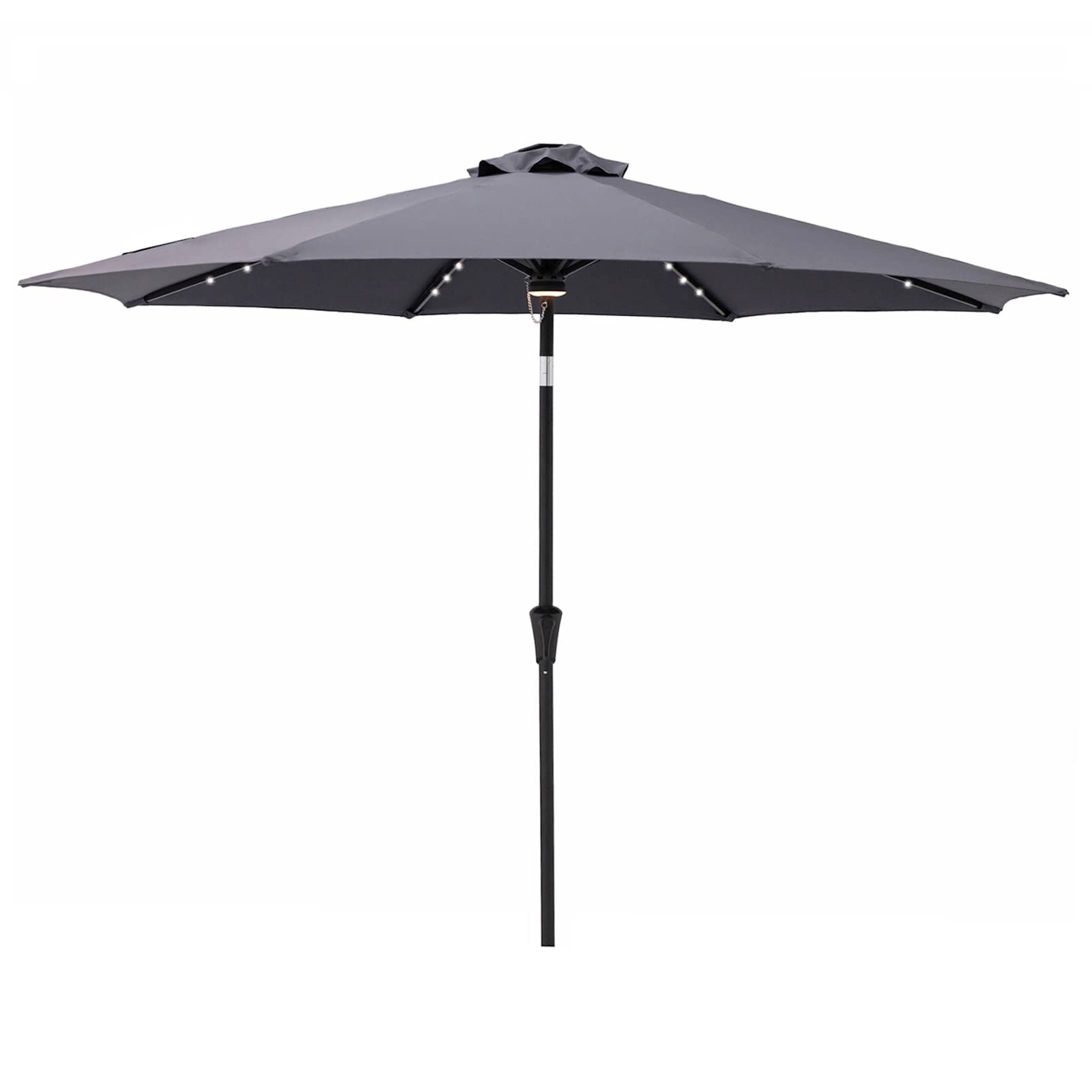 10 ft Outdoor Patio Market Table Umbrella with Solar LED Lights & Tilt - Anthracite - Perfect for Backyard, Poolside, and Outdoor Dining Areas
