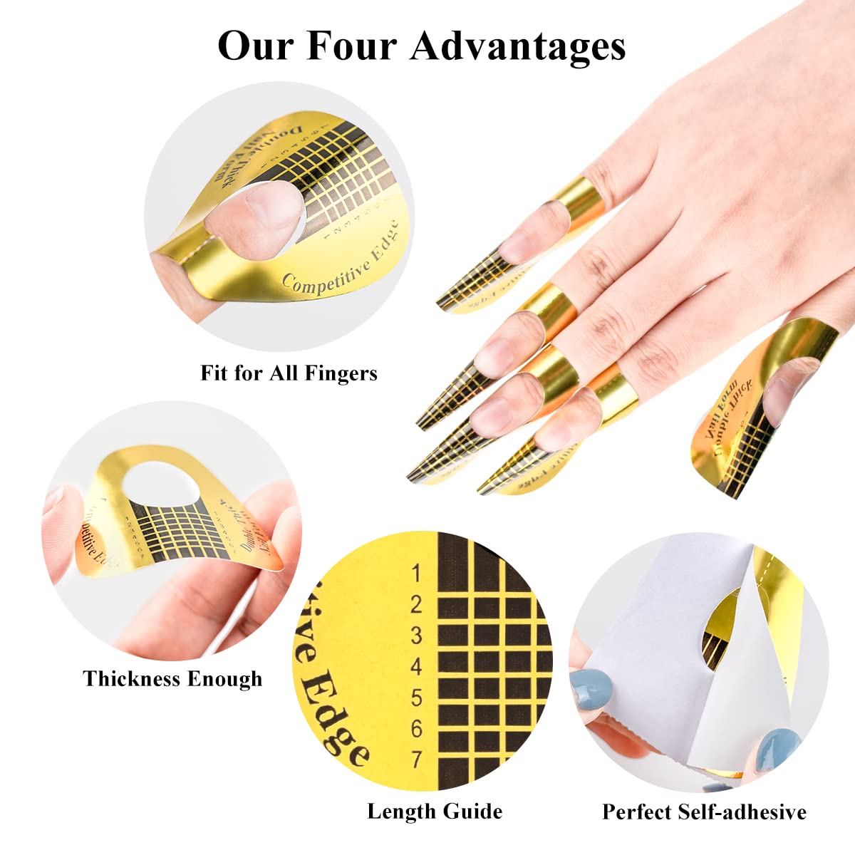Subay 200Pcs Professional Long Nail Forms for Acrylic & Polygel Nails - Premium Nail Extension Forms for Nail Art Tips & Salon Use - Durable Acrylic Nail Paper Forms & Stickers - Perfect for DIY Manicures, Salon Professionals & Nail Extensions