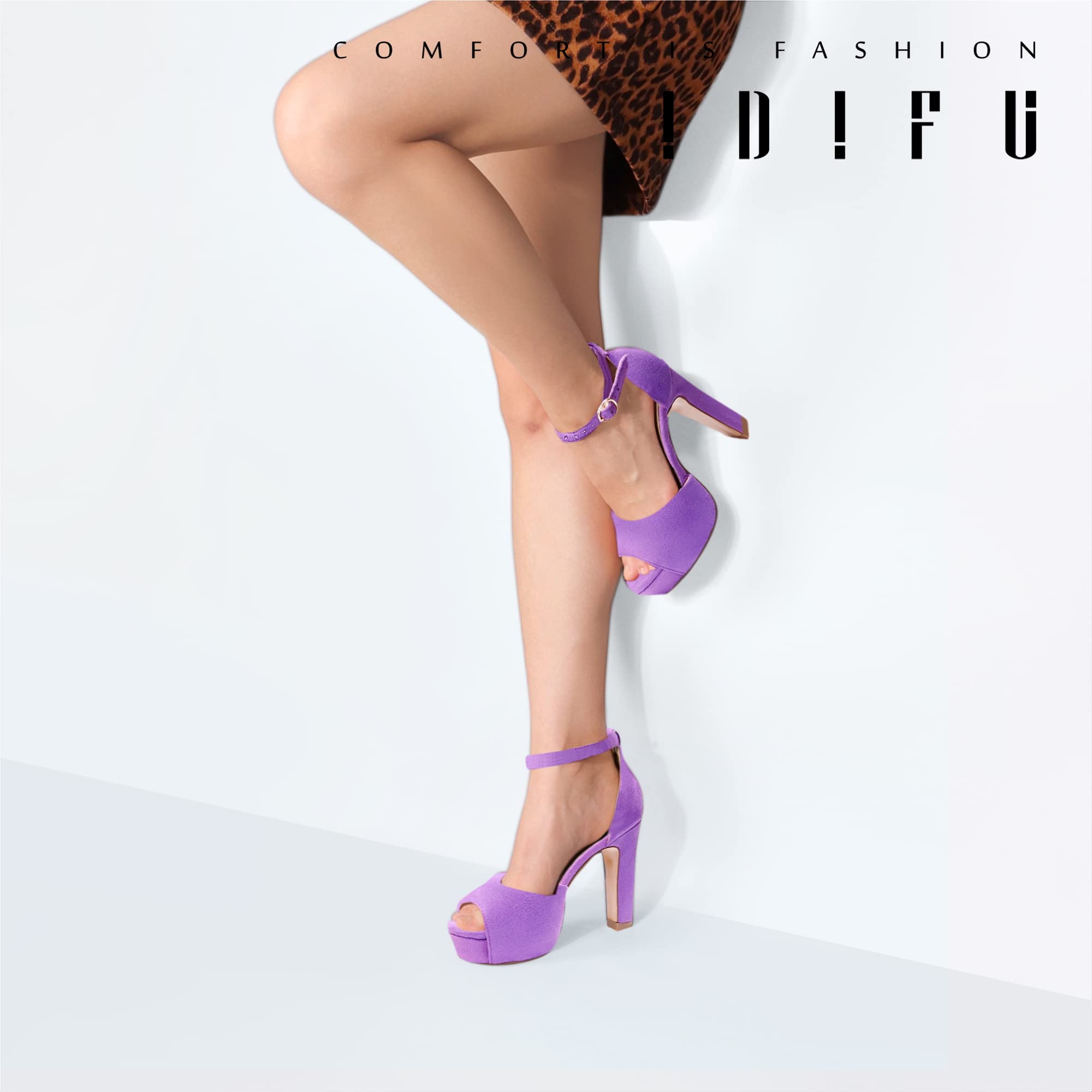 IDIFU Women's Platform Chunky High Heel Sandals - Peep Toe Ankle Strap Dress Shoes for Wedding, Party, Evening Wear | Bride & Prom Comfortable Heels for Women