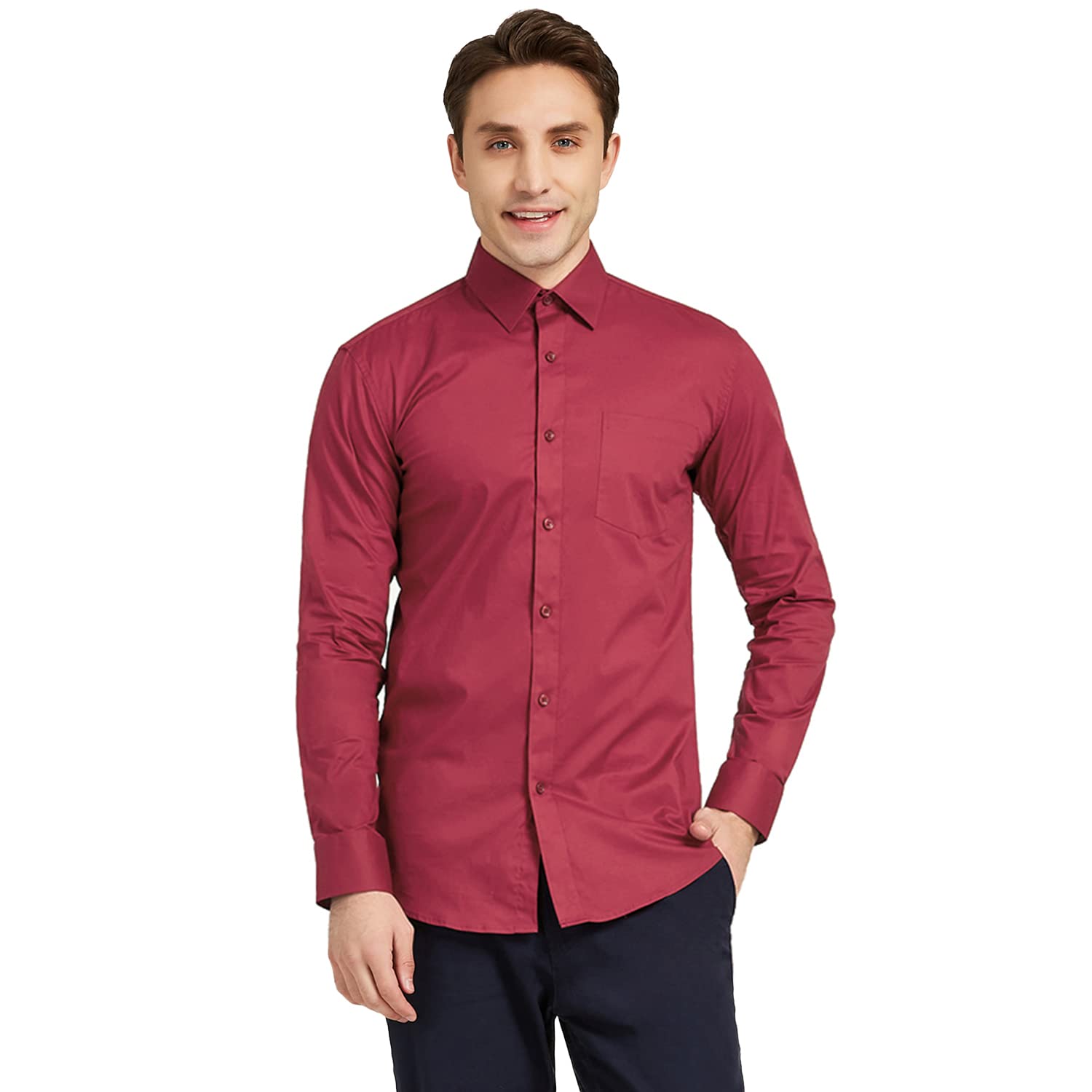 Premium Men's Regular Fit Dress Shirt - Button Up Long Sleeve Stretch Business Shirt for Office & Formal Occasions | Wrinkle-Resistant Textured Fabric for All-Day Comfort