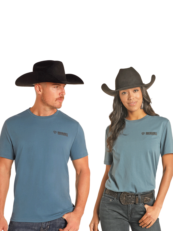 Rock & Roll Denim BU21T05047 Unisex Graphic T-Shirt in Light Navy - Perfect for Concerts, Casual Wear & Vintage Style Outfits