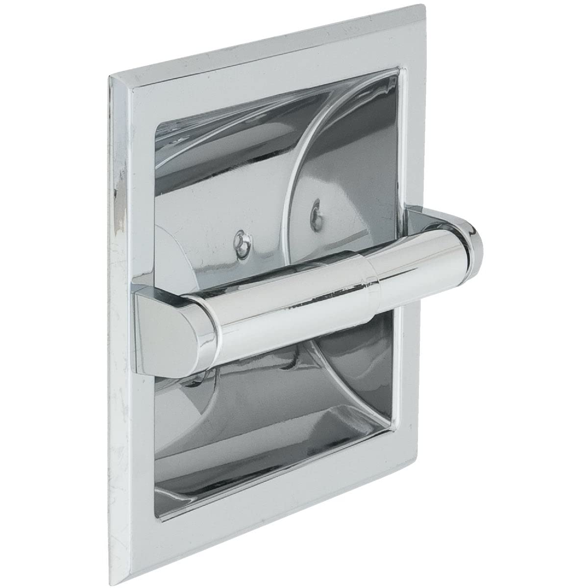 Home Impressions Vista Recessed Toilet Paper Holder - Chrome Bathroom Tissue Roll Storage - Space Saving Wall Mount for Modern Homes & Apartments