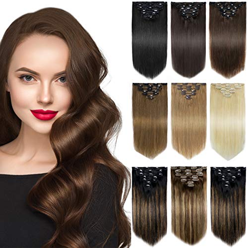 Yamel Remy Clip-in Human Hair Extensions 7Pcs 16 Clips 100% Real Human Hair for Length & Volume - Perfect for Parties, Weddings & Daily Styling