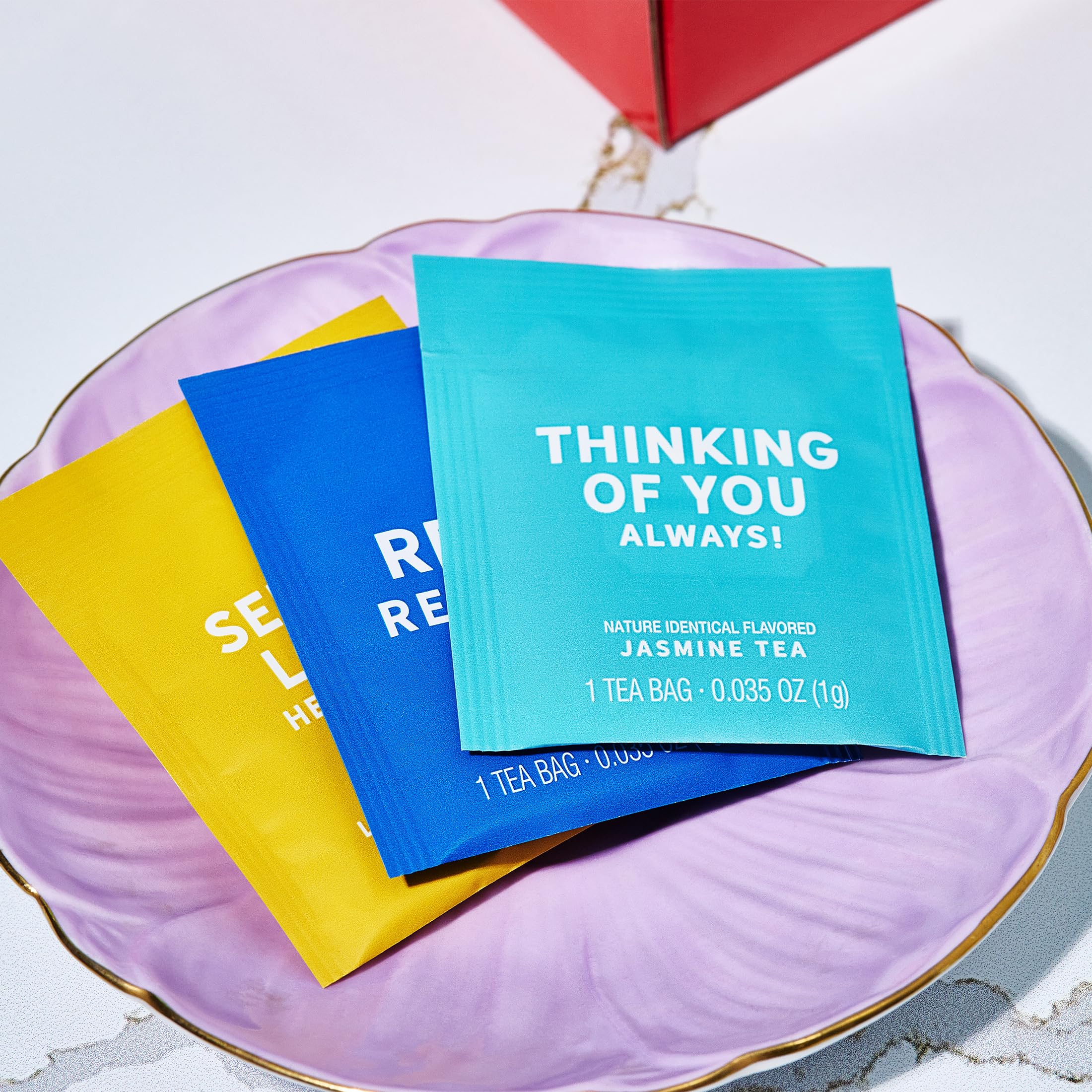 Thoughtfully Gourmet Tea Gift Set - 6 Flavor Tea Sampler with Uplifting Quotes (90 Count) | Wellness Gift for Her, Get Well Present, Relaxation & Positive Vibes | Perfect for Housewarming, Birthday, Thank You Gifts & Daily Stress Relief