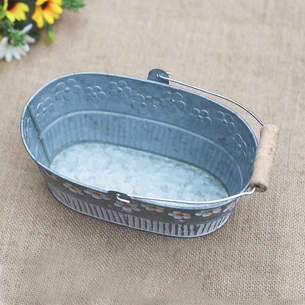 Metal Tin Bucket Flower Planter - Rustic Garden Decor for Indoor/Outdoor Plants | Perfect for Patio, Balcony & Home Decor