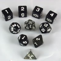 Koplow Black Glitter Dice Set - 10pc Polyhedral for RPG & Board Games