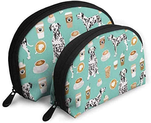 **Women's Cute Mint Green Dalmatian Print Travel Cosmetic Bag Set - Waterproof Makeup Clutch & Toiletry Organizer Pouch (2PC) for Girls - Perfect for Travel, Gym, and Daily Essentials Storage**