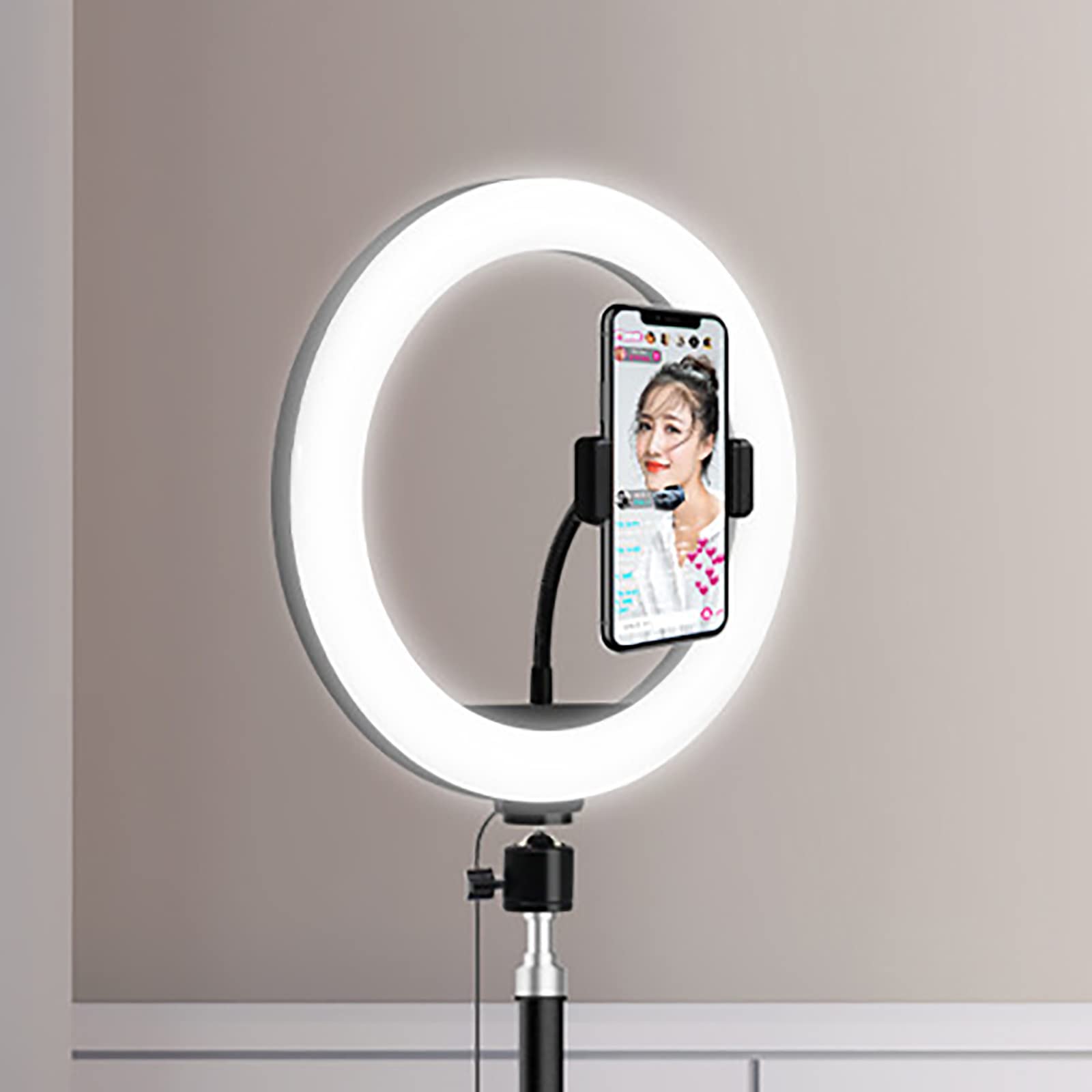 10 Inch Ring Light with Tripod Stand & Phone Holder - USB Powered Selfie Light for Photography, Video Recording, TikTok Live Streaming, Zoom Meetings & Online Conferencing - Perfect for Content Creators, Vloggers & Remote Workers