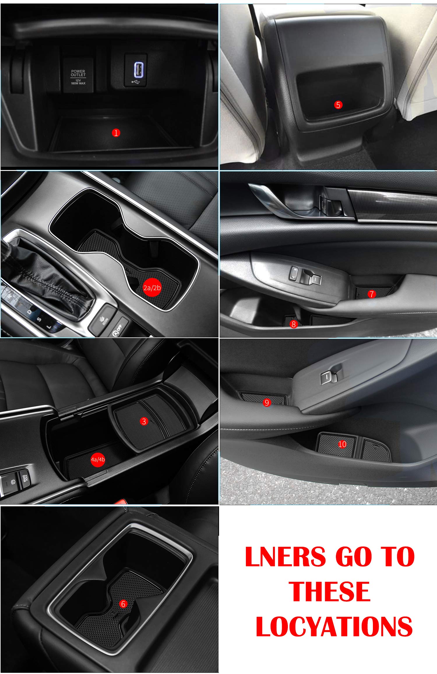 17-Piece Anti-Dust Car Interior Mats Set for Honda Accord 2018-2022 Models - Cup Holder Inserts, Center Console Liner & Door Pocket Liners (Black) | Premium Protection Against Spills & Dirt for Daily Commute & Road Trips