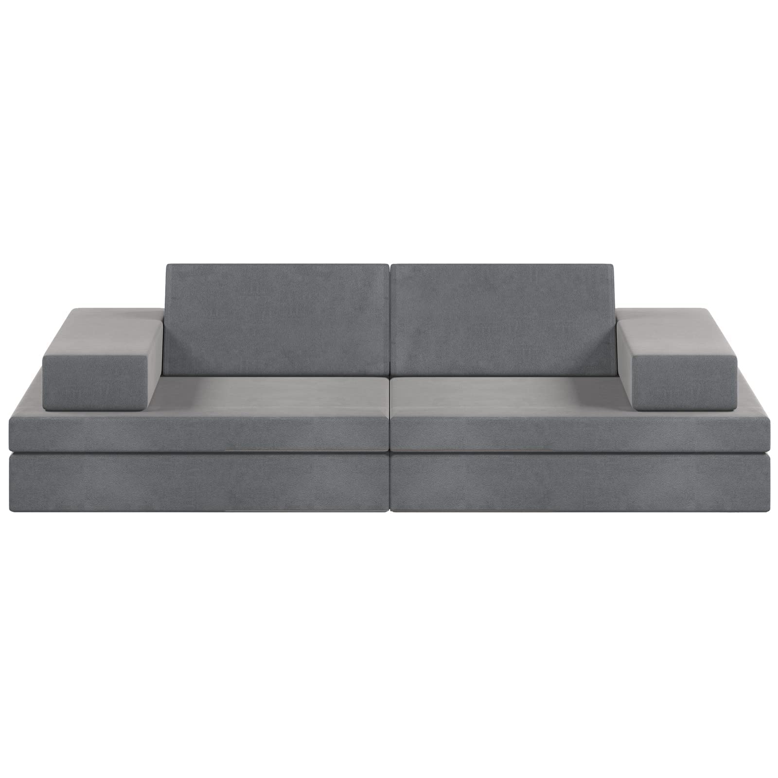 Linor Kids Couch - Modular Baby Sofa with Foldable Loveseat & Ottoman | Washable Durable Covers | Charcoal Gray | Perfect for Playroom, Nursery or Kids Bedroom