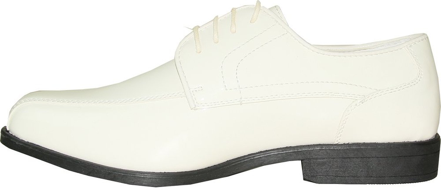JY02 Men's Tuxedo Dress Shoes - Double Runner Oxford for Wedding, Prom & Formal Events - Ivory Patent Leather - Perfect for Black Tie Occasions, Evening Gala & Business Attire