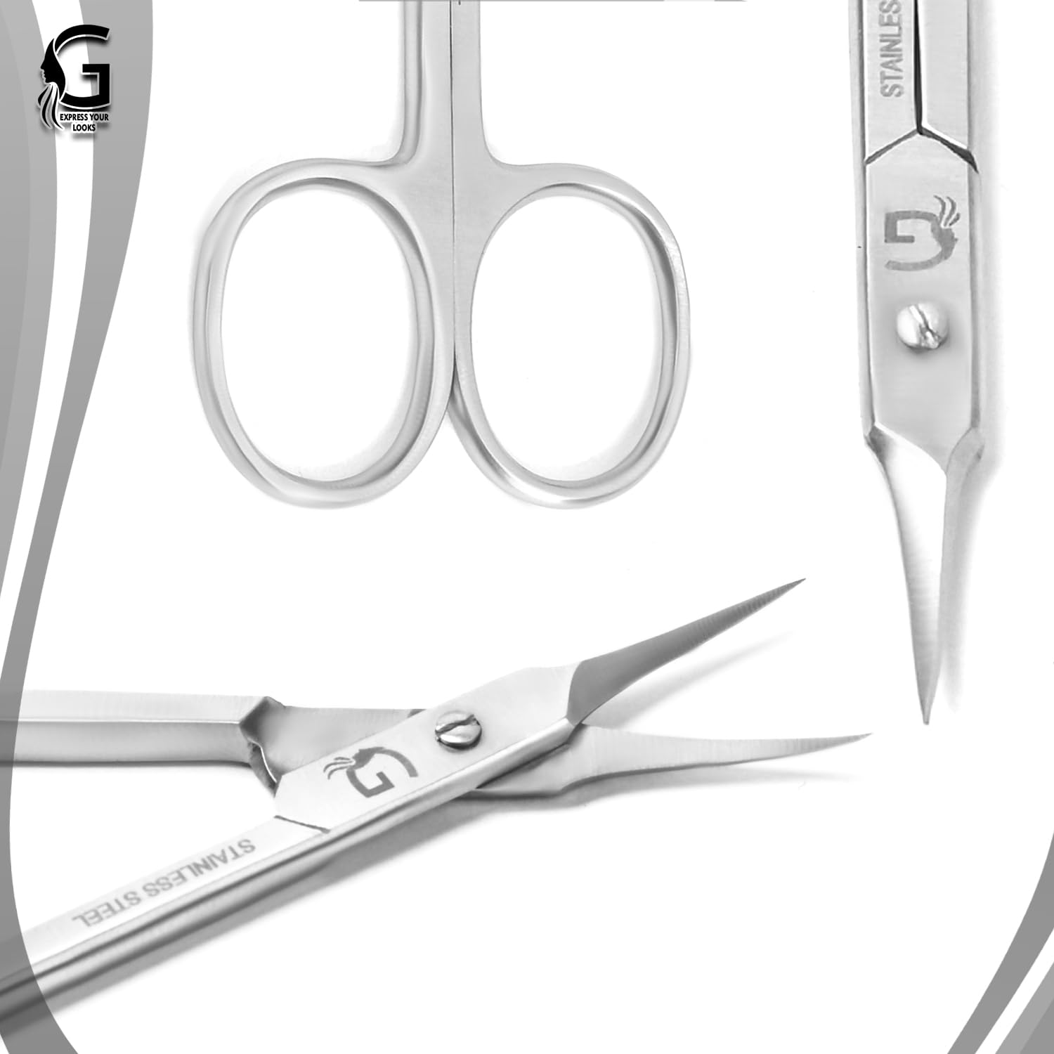 Professional Stainless Steel Curved Cuticle Scissors - Precision Grooming Tool for Eyebrows, Mustache, Nose Hair, Eyelashes & Dry Skin - Manicure & Personal Care Essential - Perfect for Home, Salon & Travel Use