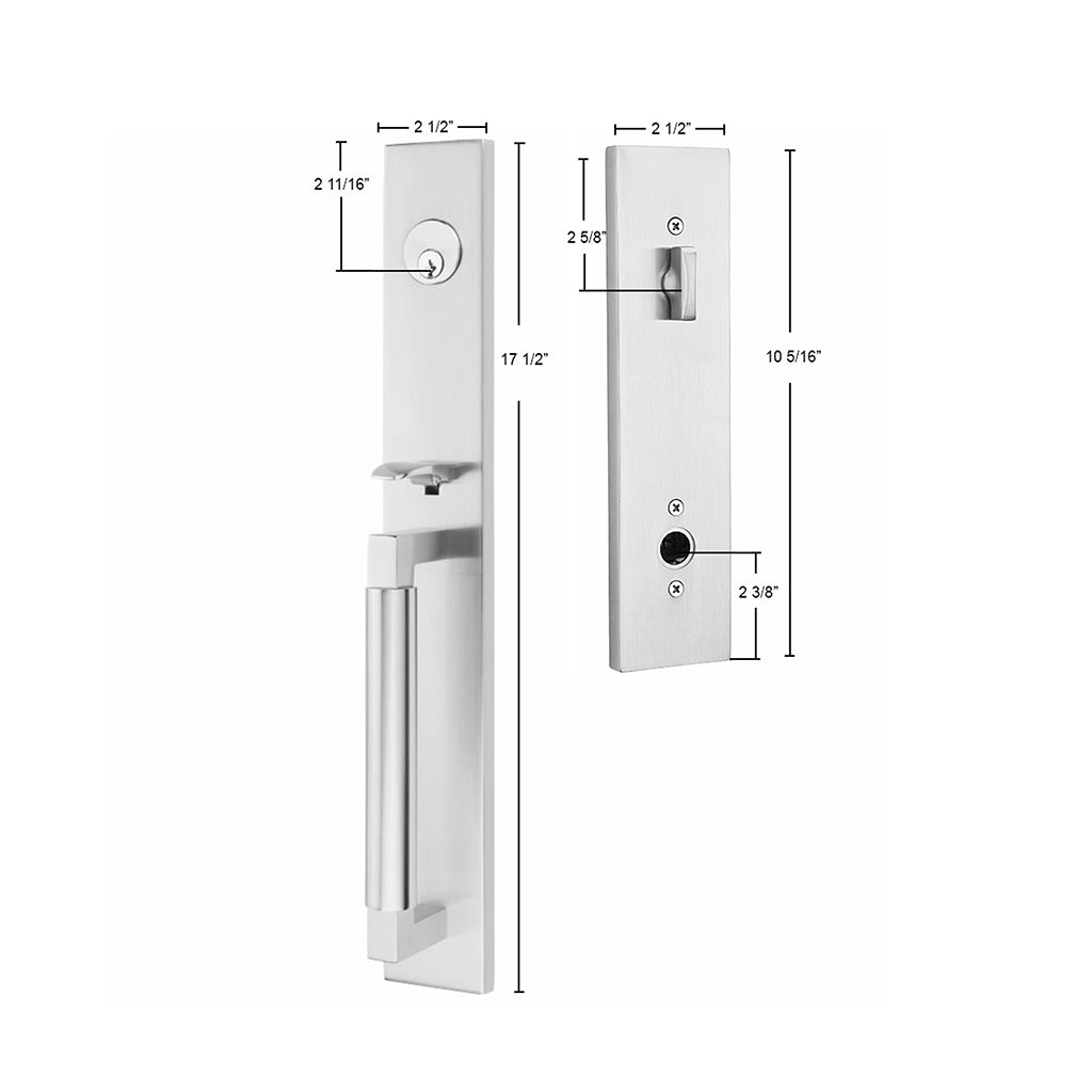 Hercules Knurled Full Length Mortise L Square Knurled Right Single Cylinder Door Lock Set - 18