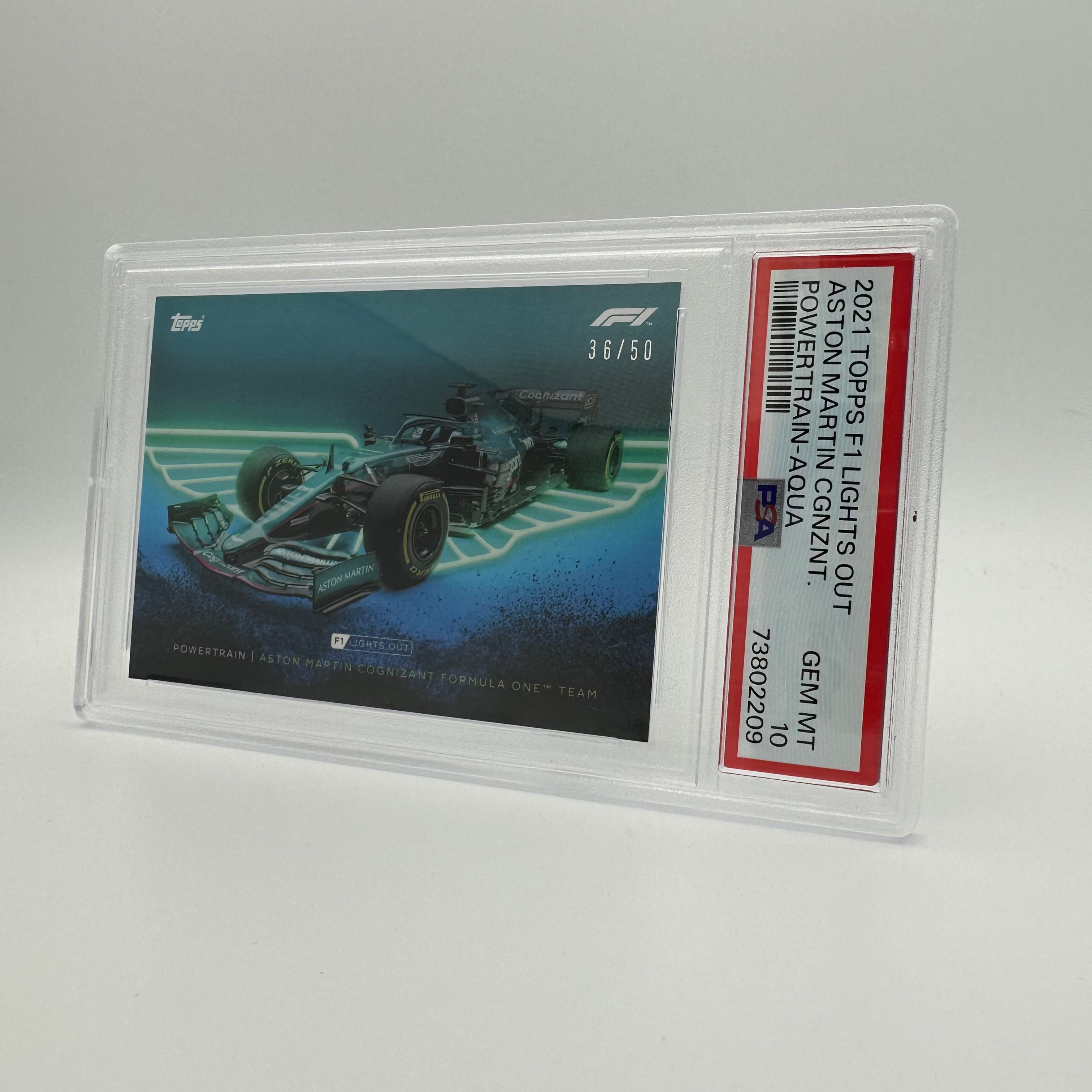 PSA 10 Graded 36/50 Aston Martin Cognizant F1 Team PowerTrain Aqua Trading Card - Rare Collectible for F1 Fans & Sports Memorabilia Enthusiasts