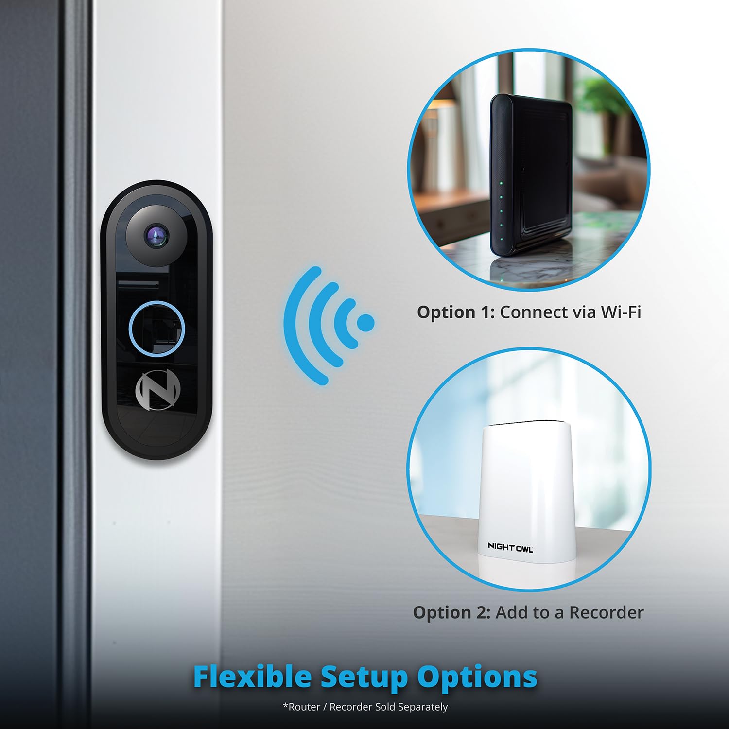 Night Owl 1080p HD Smart Video Doorbell with Motion Detection - Wireless Chime & Easy Installation - Perfect for Home Security & Package Delivery Monitoring