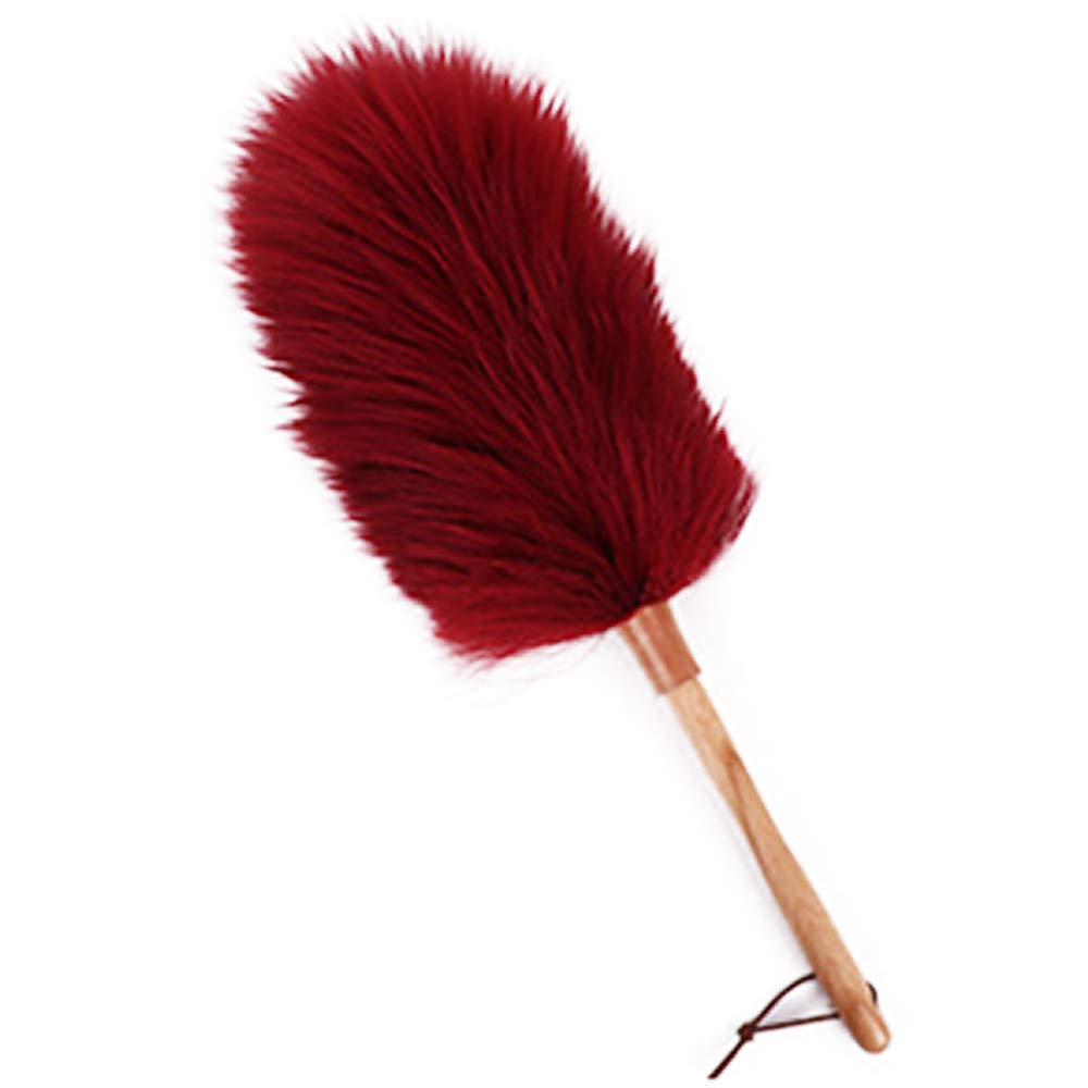 Premium Natural Feather Duster with Solid Wooden Handle - Flexible Head & Leather Hang Strap for Dusting Screens, Furniture, Ceiling Fans & Blinds - Perfect for Home, Office & Car Cleaning