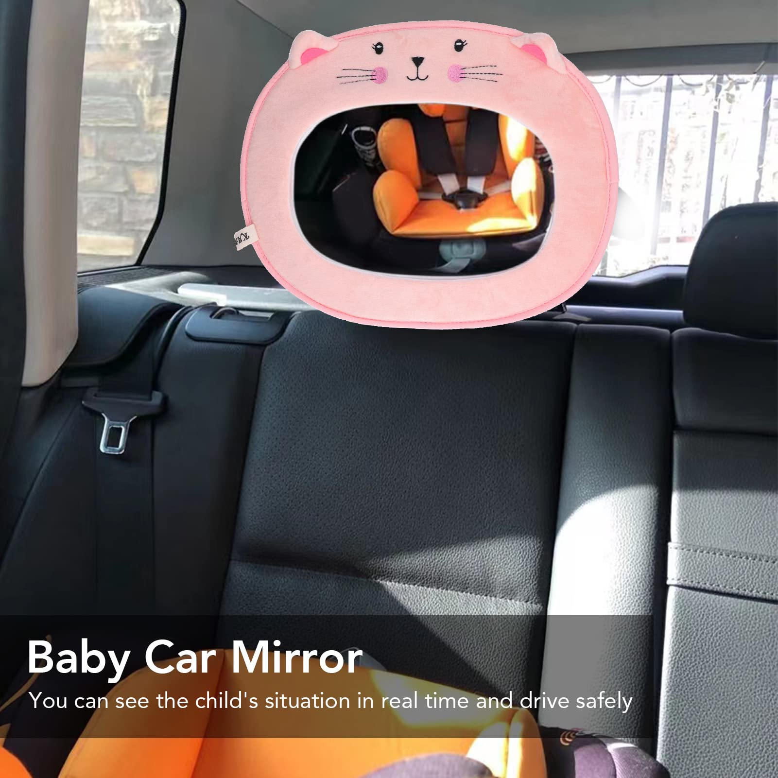 Baby Car Mirror - Acrylic Rearview Mirror for Child Safety Seat, Cartoon Cat Design - Perfect for Monitoring Baby in Backseat While Driving