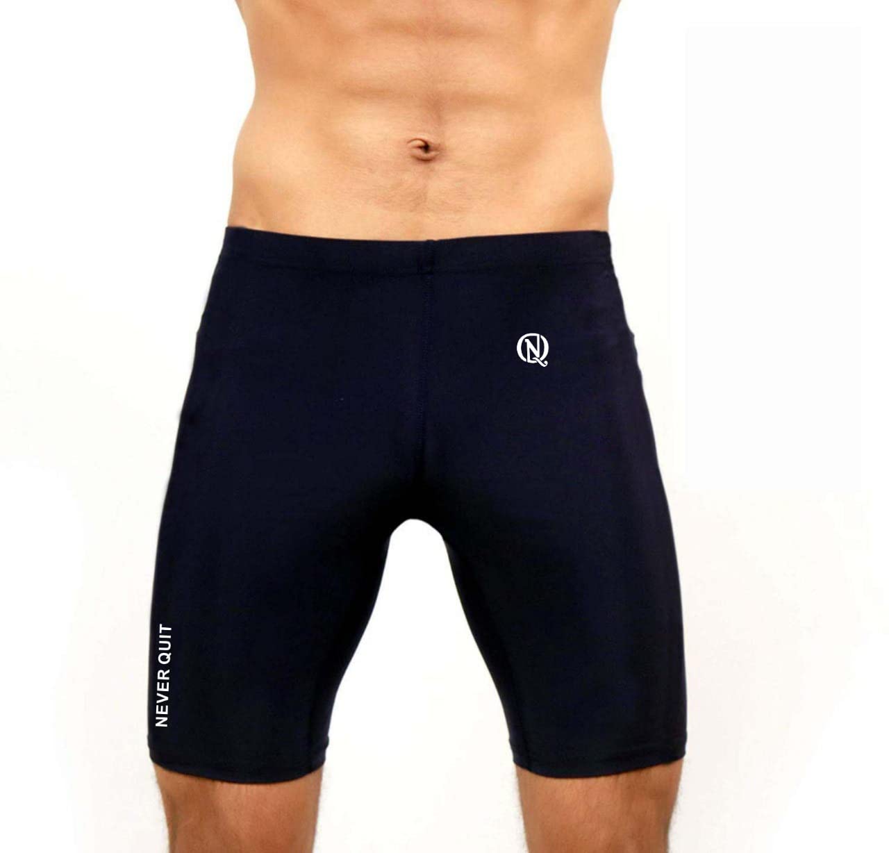 NEVER QUIT Polyester Compression Shorts for Men & Women - High Performance Workout Tights for Running, Gym, Basketball & Multi Sports - Moisture Wicking & Breathable Athletic Wear