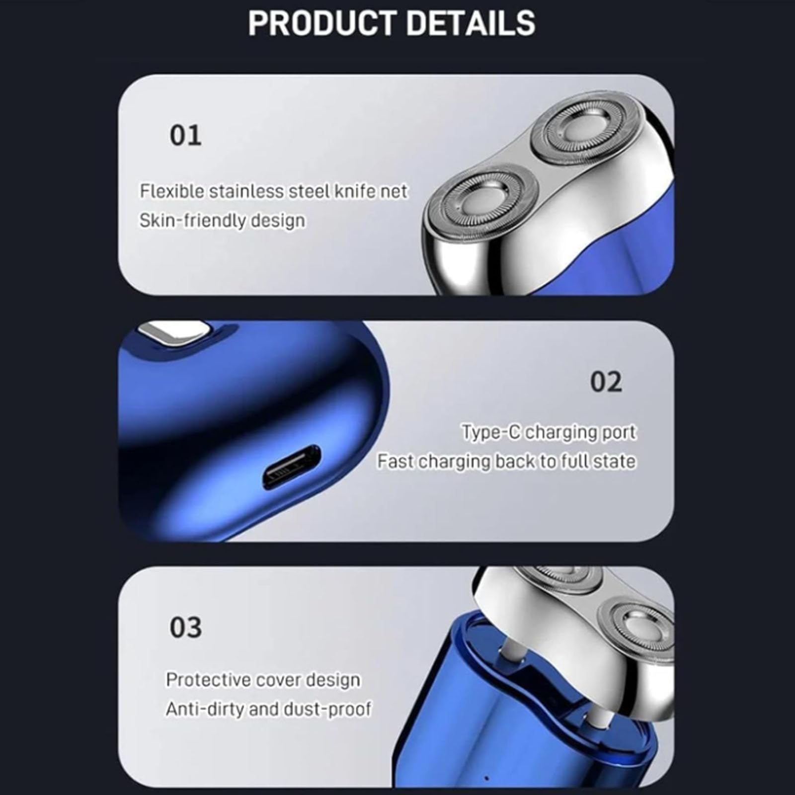 Premium Mini Dual-Head Electric Shaver - Rechargeable Waterproof USB Travel Razor for Men | Compact Pocket Shaver for Face, Beard & Body Grooming | Perfect for Home, Office & Travel (Gray)
