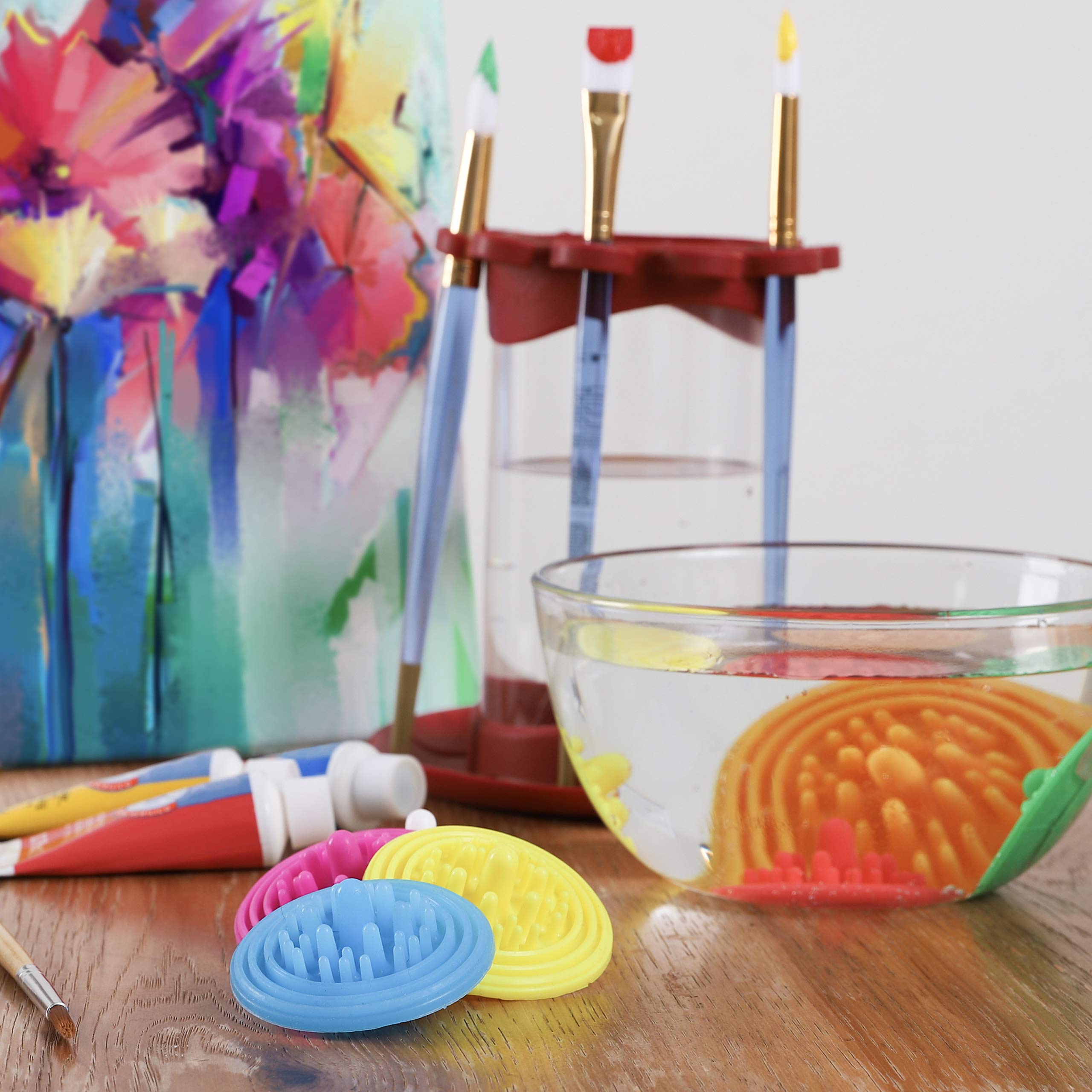 Paint Puck Brush Cleaner 3-Pack - Reusable Silicone Cup for Acrylic, Oil & Watercolor | Art Studio & Classroom Essential