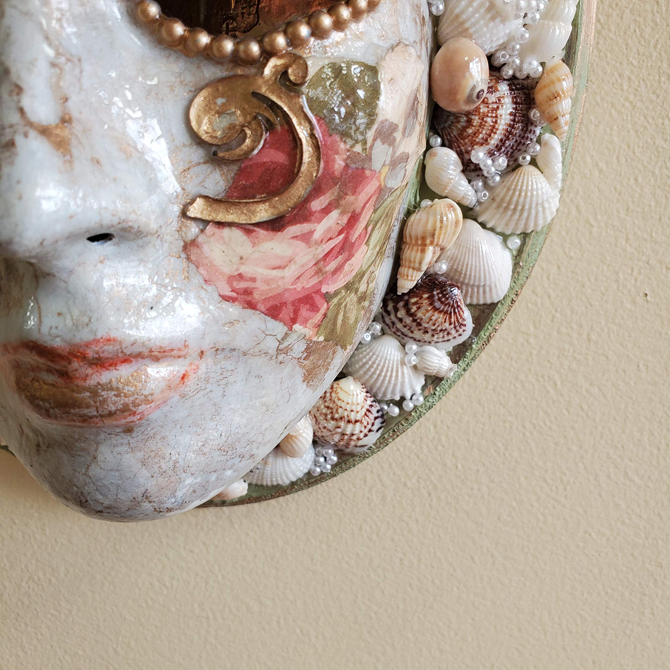 Venetian Inspired Full Face Mask - Handcrafted Wooden Wall Decor for Masquerade Balls, Home Theater, and Gothic Interior Design