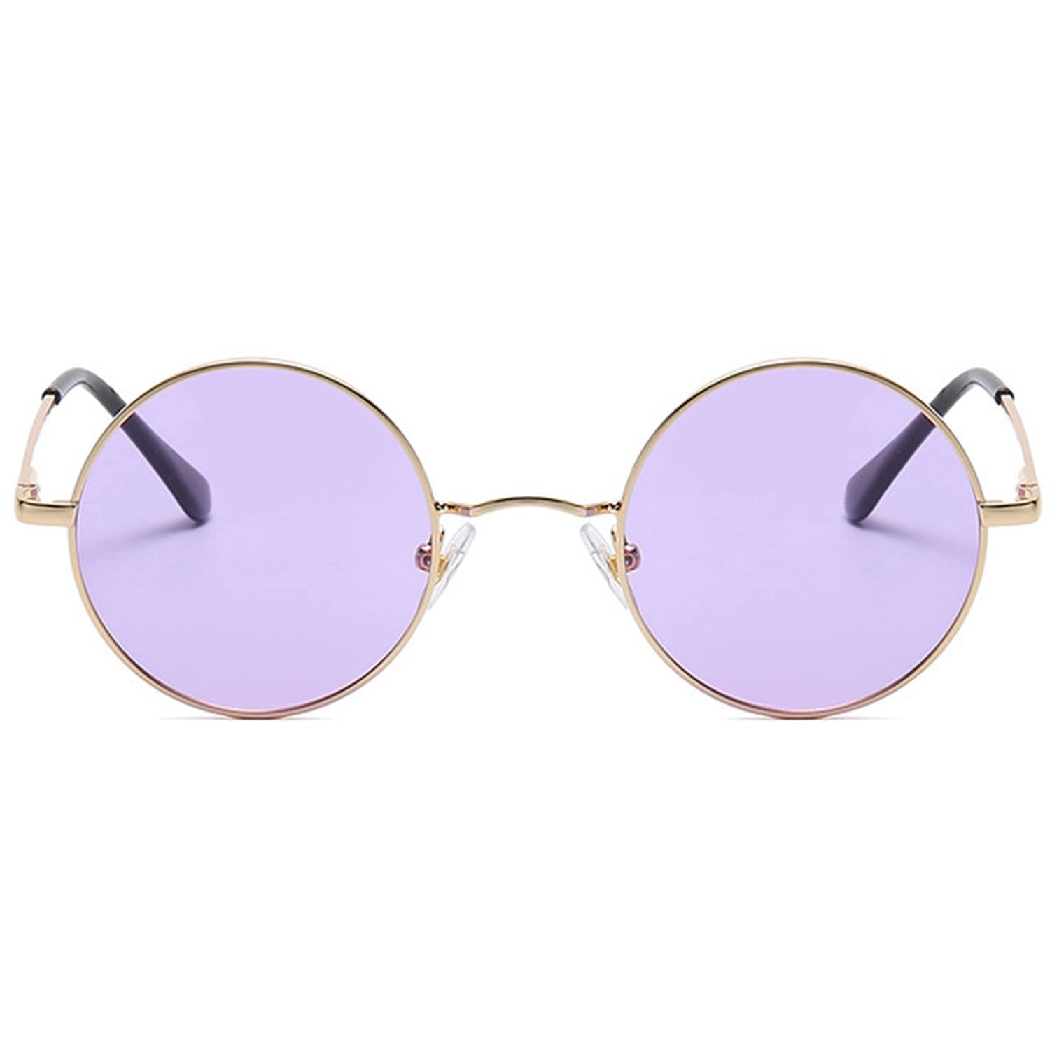 Vintage Round Polarized Sunglasses for Women & Men - Red Lens Retro Hippie Style Small Circle Glasses | Perfect for Beach, Music Festivals & Summer Fashion