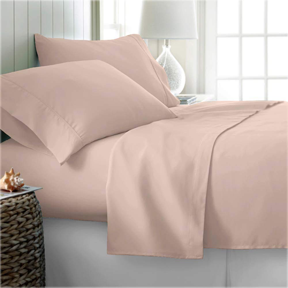 800 Thread Count 100% Egyptian Cotton Sheet Set [Full Size - Blush Solid] 4-Piece Long-Staple Combed Pure Cotton Bed Sheets, Soft & Silky Sateen Weave for Deep Pocket Mattress Up to 15