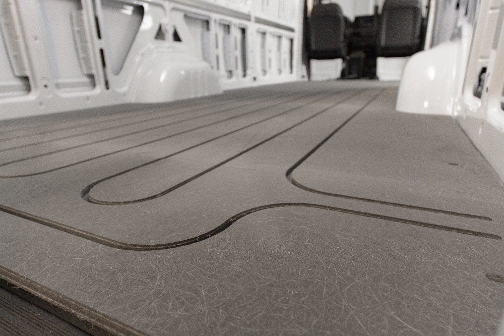 2015+ Ford Transit 148EL SRW Columbia Flooring System - Durable Van Flooring Solution for Cargo & Camping Conversions