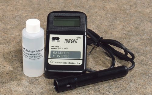 Pinpoint Salinity Monitor for Saltwater Aquariums - High Precision Marine Water Tester with Calibration Fluid | Ideal for Reef Tanks, Fish Tanks & Aquaculture