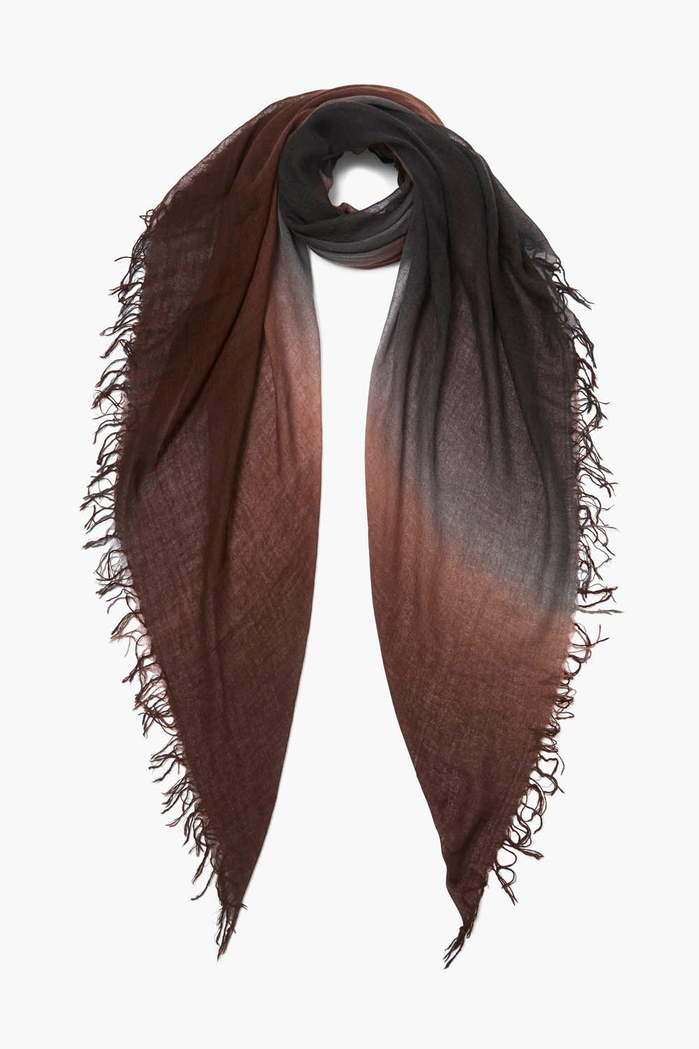Luxury Cashmere and Silk Scarf - Espresso Dip Dyed - Soft Warm Winter Accessory for Women - Perfect for Office, Travel and Gift Giving